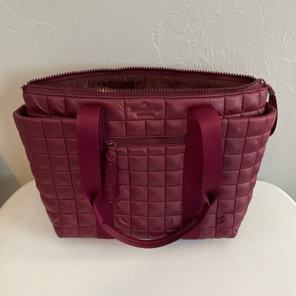 Kate Spade Quilted Maroon Tote - Picture 1 of 5